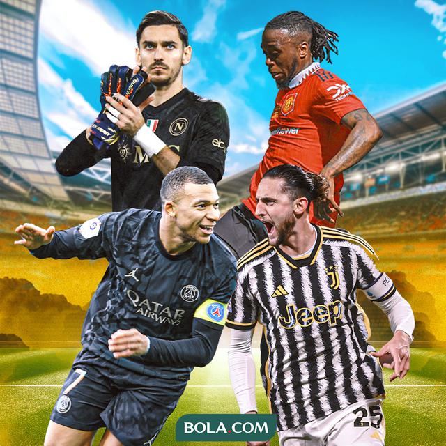 Ilustrasi - Alex Meret, Aaron Wan-Bissaka, Adrien Rabiot, Kylian Mbappe