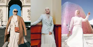 Inspirasi busana hijab dari Dinda Hauw yang energik dalam setiap outfit. [Instagram/dindahw]