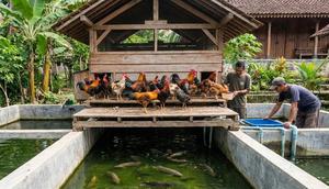 Ide Usaha Ternak Ayam dan Ikan Terpadu Satu Lahan, (Foto: AI)