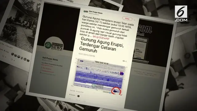 Gunung Agung yang berada di kecamatan Rendang, Kabupaten Karangasem, Bali kembali meletus. Namun begitu abu vulkanik tidak teramati dengan baik.