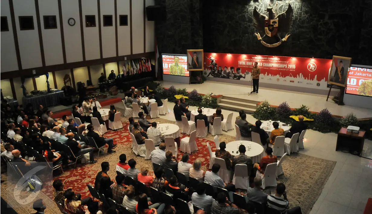 Suasana acara Welcome Dinner penyambutan Kejuaraan Dunia Bulutangkis 2015 di Gedung Balai Kota, Jakarta, Sabtu (8/8/2015). (Liputan6.com/JohanTallo)