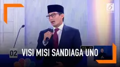 Sandiaga Uno sampaikan visi misinya terkait tema Pendidikan, Kesehatan, Ketenagakerjaan, Sosial, dan Budaya pada Debat Ketiga Capres 2019.