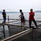 Keramba ikan di pinggiran Danau Sentani. (Liputan6.com/Katharina Janur)