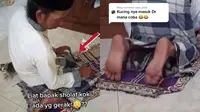 Viral, Aksi Kocak Kucing Masuk ke Dalam Sarung Bapak Saat Salat