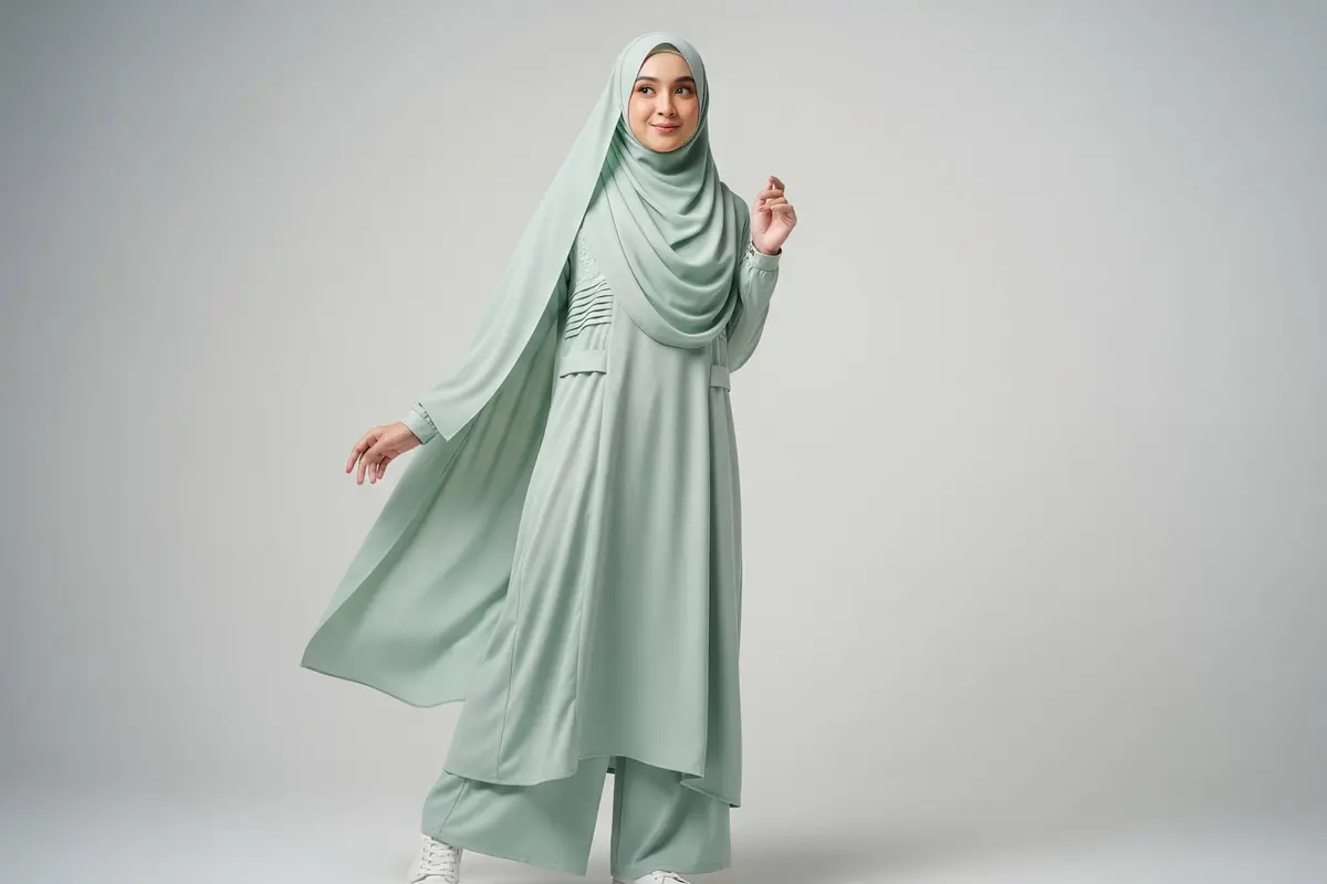 Model Set Tunik Polos dengan Celana Kulot untuk Baju Lebaran Simpel