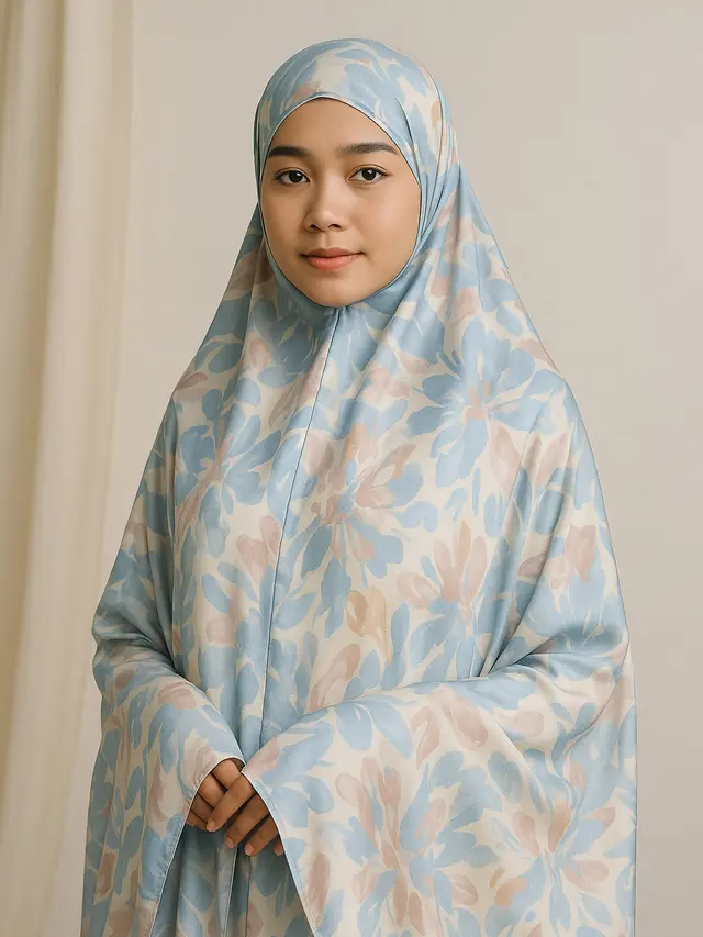 Mukena Silk Premium Motif Floral Abstrak (Foto: ChatGPT)