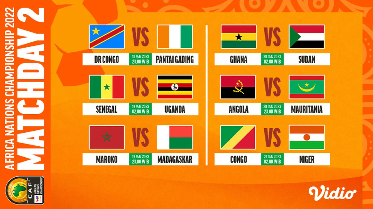 Tonton Live Streaming African Nations Championship Matchday 2 Group Stage di Vidio 17-21 Januari 2023