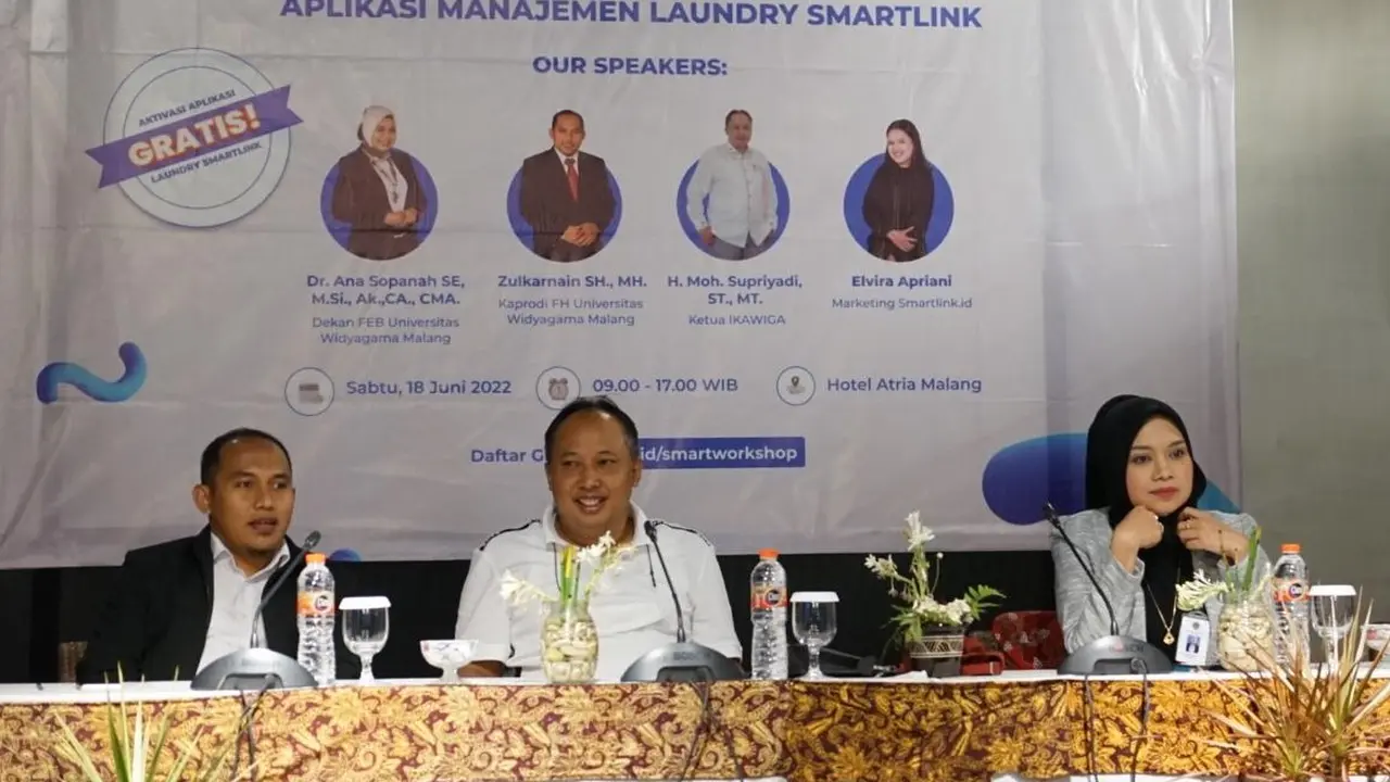 Para pembicara dalam Seminar Nasional Pelatihan dan Edukasi Aplikasi Manajemen Laundry . (Ist)