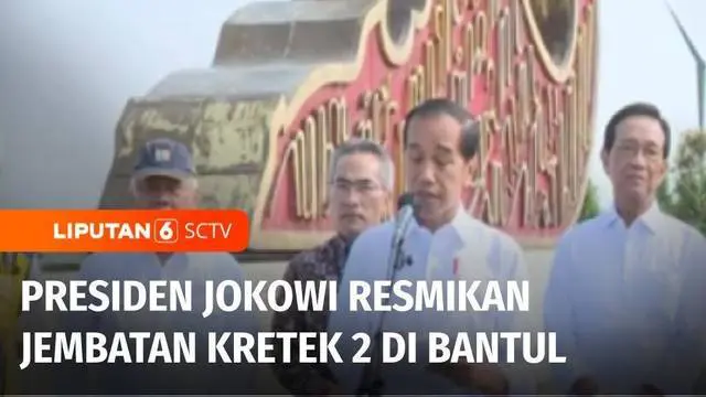 Presiden Joko Widodo meresmikan Jembatan Kretek 2 di Bantul, DIY. Diharapkan pembangunan jalur penghubung itu dapat meningkatkan produksi jasa dan juga barang di jalur pantai selatan Pulau Jawa tersebut.