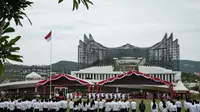 Upacara Peringatan Hari Ulang Tahun (HUT) Ke-80 Kemerdekaan Republik Indonesia (RI) digelar di Ibu Kota Negara (IKN), Penajam Paser Utara, Kalimantan Timur, Minggu 17 Agustus 2025. (Yasuyoshi CHIBA/AFP)