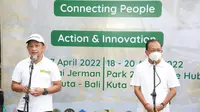 Mendagri, Muhammad Tito Karnavian di hadapan awak media usai peluncuran Gerakan Inovasi Langsung Aksi Tuntaskan Sampah #GILAsSampah di Pantai Jerman, Kuta, Badung, Bali, Minggu, (17/4/2022).