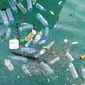 Ilustrasi sampah botol plastik di laut. (Shutterstock/Mr.anaked)