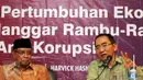 Komisioner KPK, Adnan Pandu Praja (kanan) memberikan pernyataaan saat diskusi Memacu Pertumbuhan Ekonomi Tanpa Melangggar Rambu-Rambu Anti Korupsi di Gedung PBNU, Jakarta, Senin (16/11/2015). (Liputan6.com/Helmi Fithriansyah)