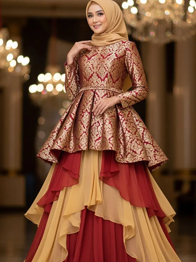 Gamis Rok Tingkat Brokat-Sifon