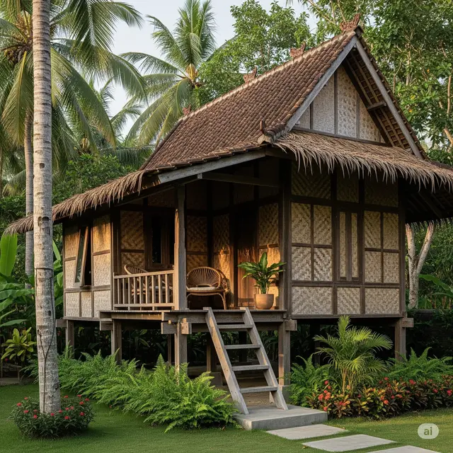 Material Alami (Bambu/Kayu)