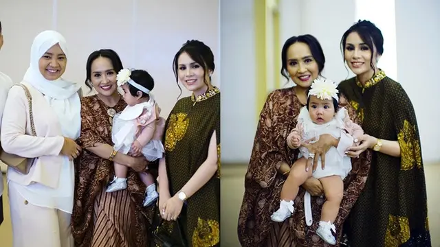 Keduanya sama-sama memiliki paras cantik bak kembar. Momo dan ibu mertua tampil dengan riasan makeup yang senada.