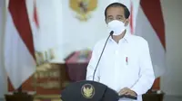 Presiden Joko Widodo (Jokowi) memberi pernyataan terkait aksi terorisme yang terjadi di Gereja Katedral Makassar, Sulawesi Selatan, dari Istana Kepresidenan Bogor, Jawa Barat, Minggu (28/3/2021). (Biro Pers Sekretariat Presiden)