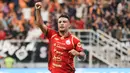Menit ke-30, Persija memecah kebuntuan, sundulan Alaaeddine Ajaraie membawa Persija unggul 1-0. Tampak dalam foto, pemain tengah Persija, Alaaeddine Ajaraie merayakan golnya saat menjamu PSM Makassar pada laga pekan ke-22 BRI Super League 2025/2026 di Jakarta International Stadium, Jumat (20/2/2026) malam WIB. (Bola.com/Abdul Aziz)