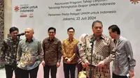 Menteri Koordinator Bidang Perekonomian, Airlangga Hartarto dalam Pesta Rakyat UMKM Indonesia yang digelar PT HM Sampoerna Tbk, di JCC Senayan, Jakarta, Senin (22/7/2024). (Arief/Liputan6.com)