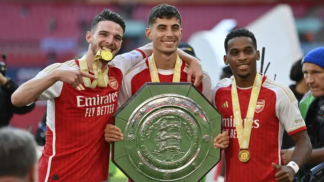 Declan Rice, Kai Havertz, Jurrien Timber, Arsenal, Community Shield