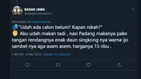 Jawaban netizen pertanyaan kapan nikah? (Sumber: Twitter/orangdewasaa)