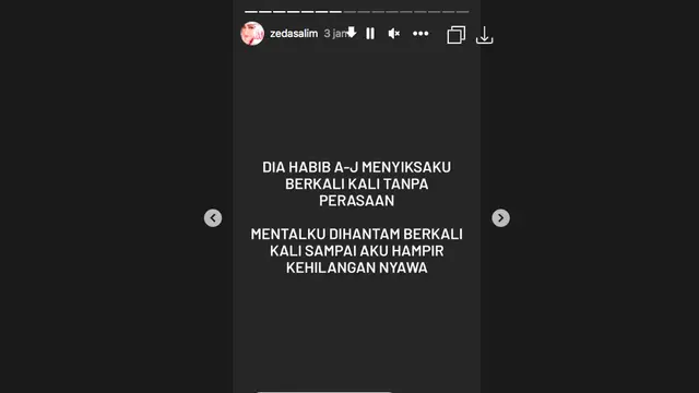 Presenter Zeda Salim Bongkar Perilaku Dugaan KDRT dari Habib AJ: Menyiksaku Berkali-Kali Sampai Hampir Kehilangan Nyawa