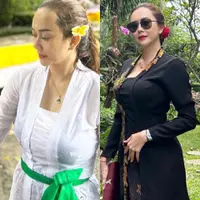 Aura Kasih saat menjalani prosesi melukat di Bali yang menuai pro dan kontra serta berkebaya bareng Vicky Shu  (@aurakasih)