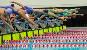Hari Pertama dan Pembukaan Kejurnas Akuatik 2026 di Stadion Akuatik Gelora Bung Karno, Jakarta, Selasa (28/4/2026). (Bola.com/Bagaskara Lazuardi)