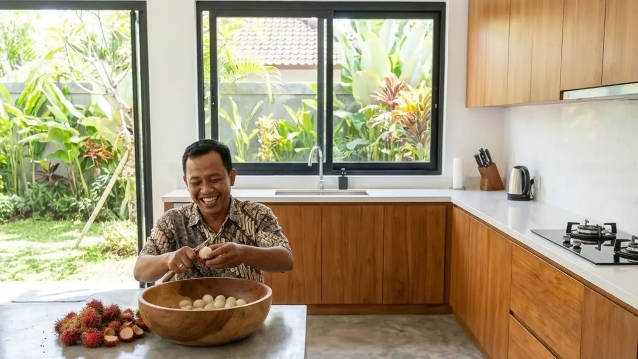 Mengupas rambutan (Gemini AI)