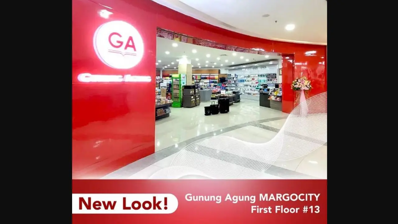 Salah satu outlet Toko Buku Gunung Agung di Margo City Depok, Jawa Barat.
