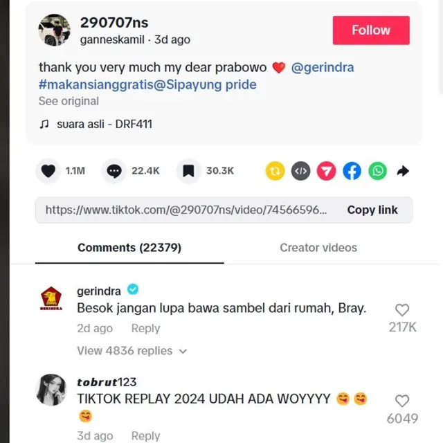 Viral Video Anak SMA Pamer Menu Makan Bergizi Gratis, sampai Dikomentari Admin Gerindra