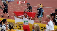 Atlet muda Indonesia, Lalu Muhammad Zohri, menjadi kampiun pada Kejuaraan Dunia Atletik U-20 2018 di Tampere, Finlandia, Rabu (11/7/2018). (Instagram/Imam Nahrawi)