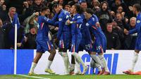 Selebrasi Trevoh Chalobah dkk. dalam laga Liga Inggris antara Chelsea vs Arsenal, Minggu (30/11/2025). (AP Photo/Ian Walton)
