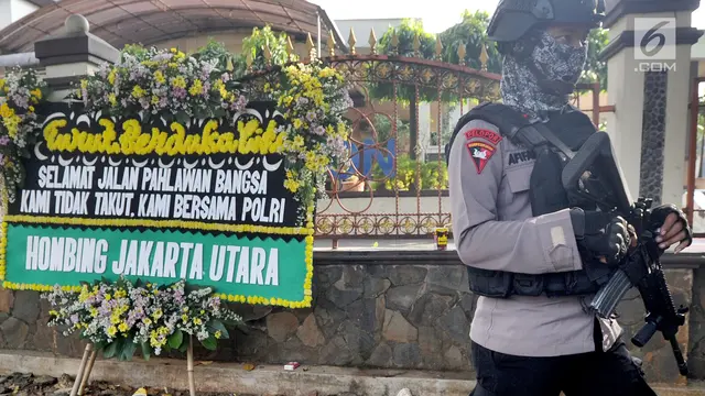 Karangan Bunga Duka Cita Hiasi Mako Brimob Depok