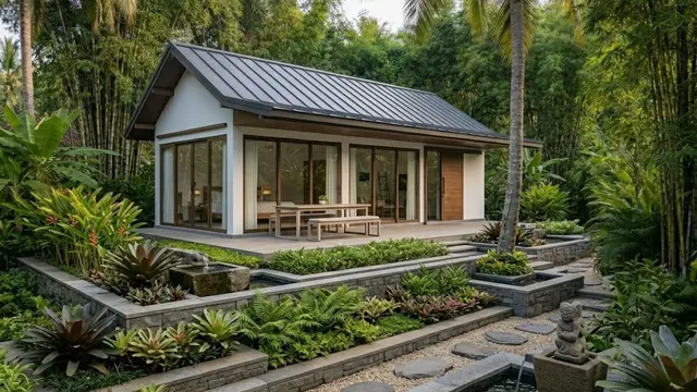 Rumah Minimalis dengan Lanskap Berlapis