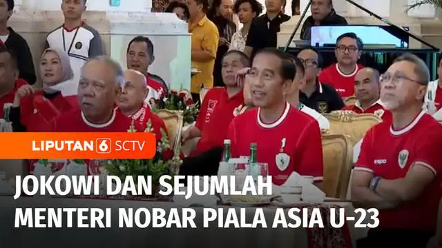 Tak hanya di sudut-sudut kota di berbagai daerah. Acara nonton bareng atau nobar Timnas U-23 Indonesia lawan Uzbekistan juga digelar di Istana Negara, Jakarta. Acara nobar ini dihadiri langsung Presiden Jokowi bersama sejumlah Menteri Kabinet.