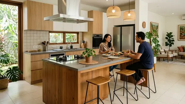 Ide Ruang Makan Minimalis yang Menyatu dengan Dapur (AI Generated)