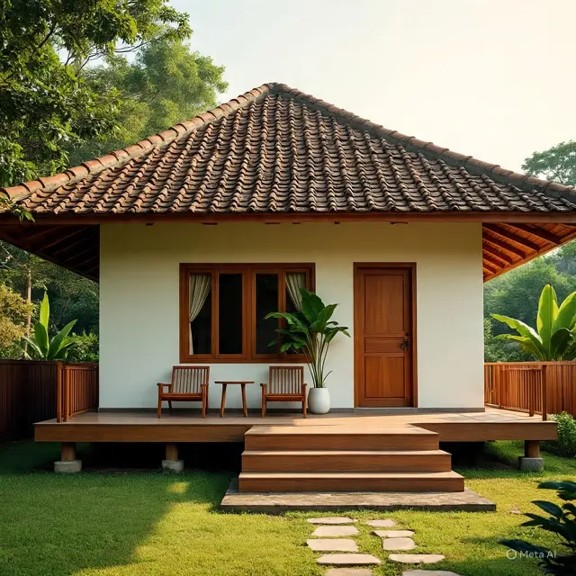 Rumah di desa estetik. (Liputan6.com/MetaAI)