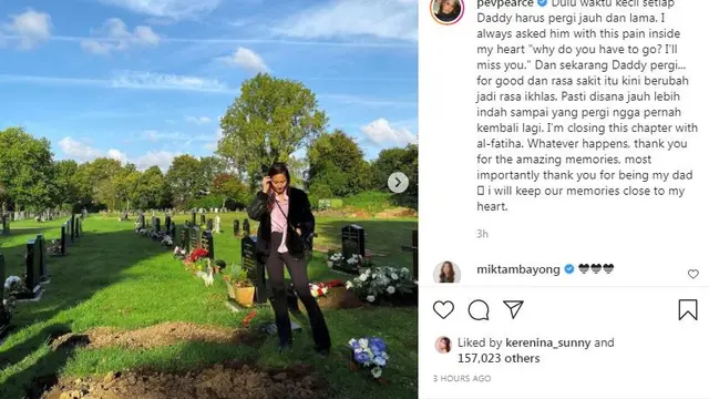 Pevita Pearce ziarah ke makam ayahnya di Inggris