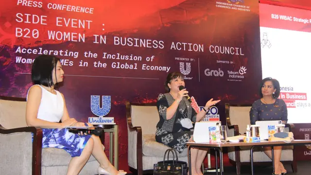 Chair of B20 Indonesia Shinta Kamdani dan Chair of B20 Women in Business Action Council Ira Noviarti.