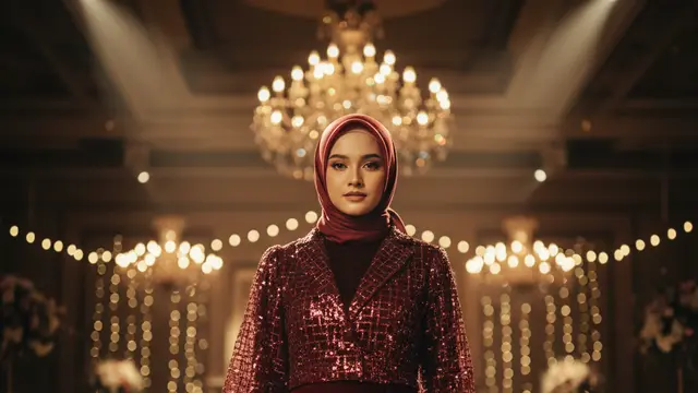 Gamis Pesta Blazer Tile Glitter Elegan