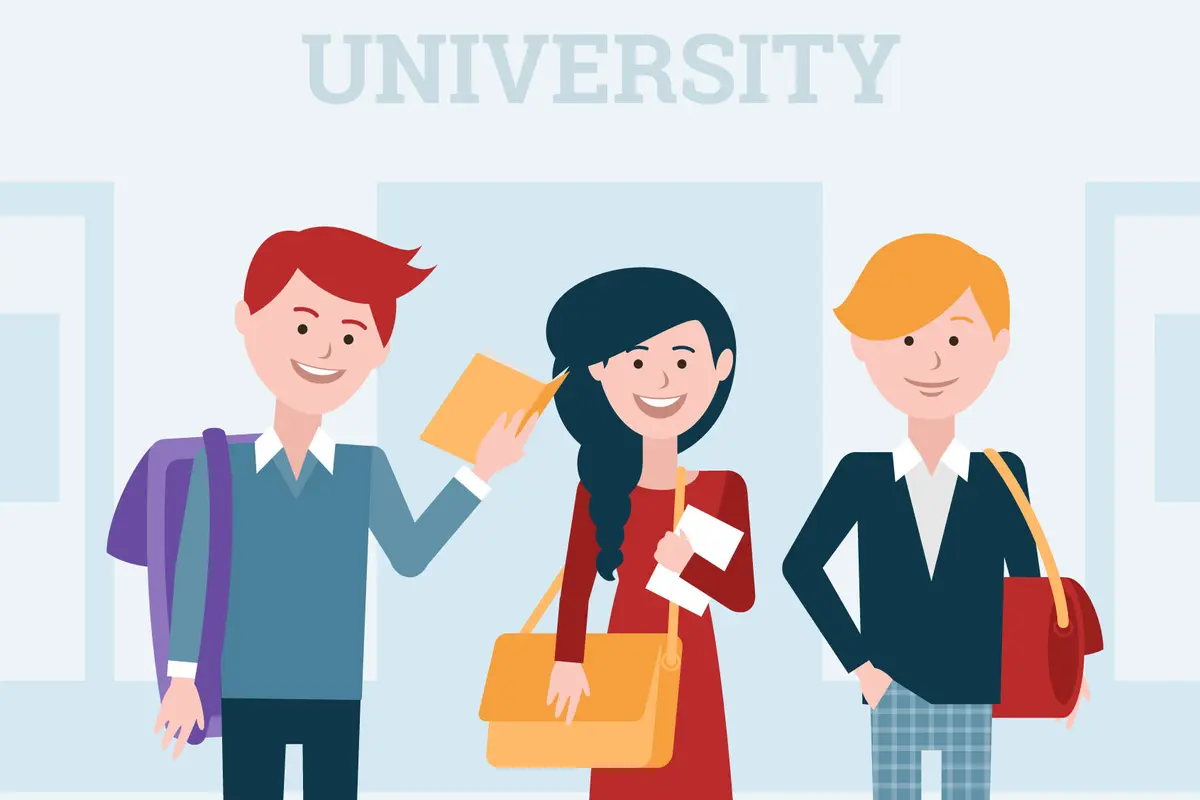 Ilustrasi mahasiswa, anak kuliah, universitas