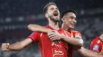 Selebrasi gol debut Paulo Ricardo bersama Persija Jakarta saat melawan Persis Solo pada laga pekan ke-30 BRI Super League musim ini di Stadion Utama Gelora Bung Karno (SUGBK), Jakarta, Senin (27/04/2026) malam WIB. (Bola.com/Abdul Aziz)