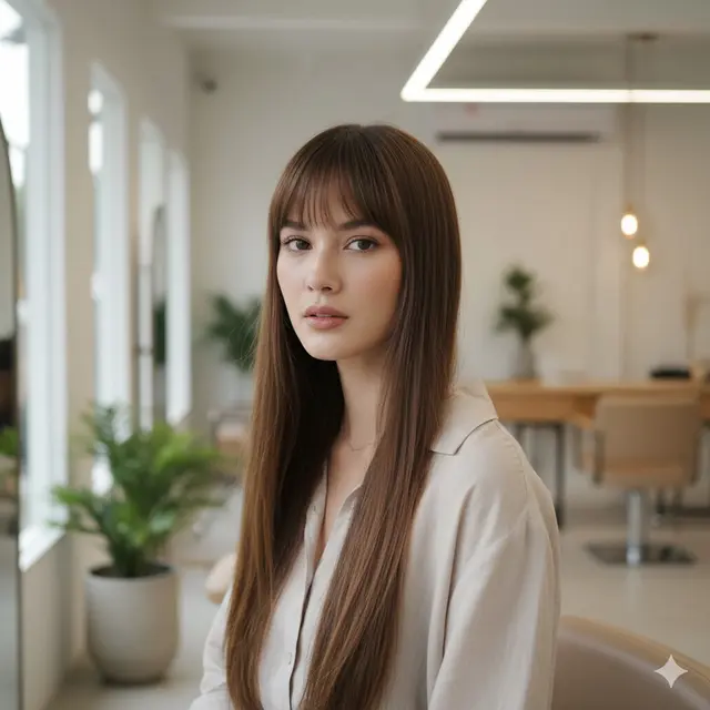 Model Rambut Wanita Panjang Lurus Tipis