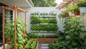 Kebun Vertikal & Raised Bed untuk Tanaman Rambat/ Ide Edible Garden Aesthetic Ala Pinterest dengan Kombinasi Sayur dan Buah (Sumber: gemini.com)