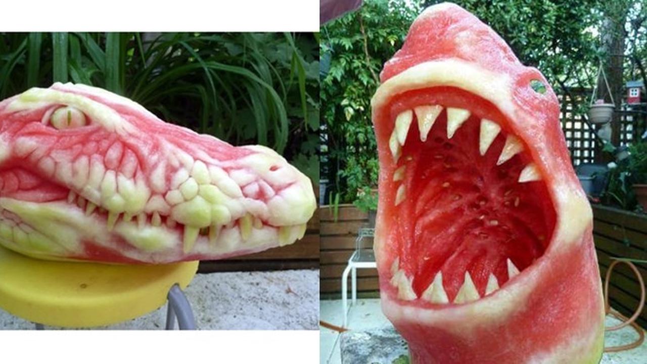 6 Kreasi Seni Ukir Semangka Bentuk Hewan Buas Ini Unik Banget