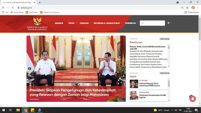 Situs resmi Sekretariat Kabinet, setkab.go.id sudah pulih setelah sempat diretas.