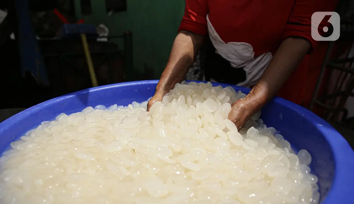 Pedagang menyortir kolang-kaling untuk dijual di kawasan Tanah Abang (13/4/2021). Selama Ramadan buah kolang-kaling selalu diburu oleh masyarakat. Tak heran jika pedagang musiman selalu bermunculan saat bulan suci tersebut. (Liputan6.com/Faizal Fanani)