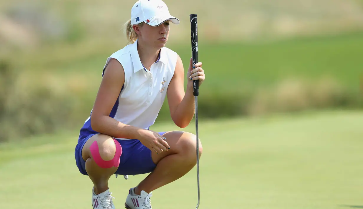 Saat masih di amatir, Jodi Ewart-Shadoff pernah menjadi anggota tim Inggris Raya dan Irlandia dalam turnamen Piala Curtis tahun 2008 tapi kalah dari AS. (Andy Lyons/Getty Images/AFP)