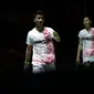 Reaksi kecewa pebulutangkis ganda campuran Indonesia, Dejan Ferdiansyah/Gloria Emanuelle Widjaja saat bertanding melawan pebulutangkis ganda campuran Jepang, Yuki Kaneko/Misaki Matsumoto pada laga perempatfinal Indonesia Masters 2023 di Istora Senayan, Jakarta, Jumat (27/01/2023). Apri/Fadia kalah dengan skor 21-16, 17-21, 18-21. (Bola.com/Bagaskara Lazuardi)